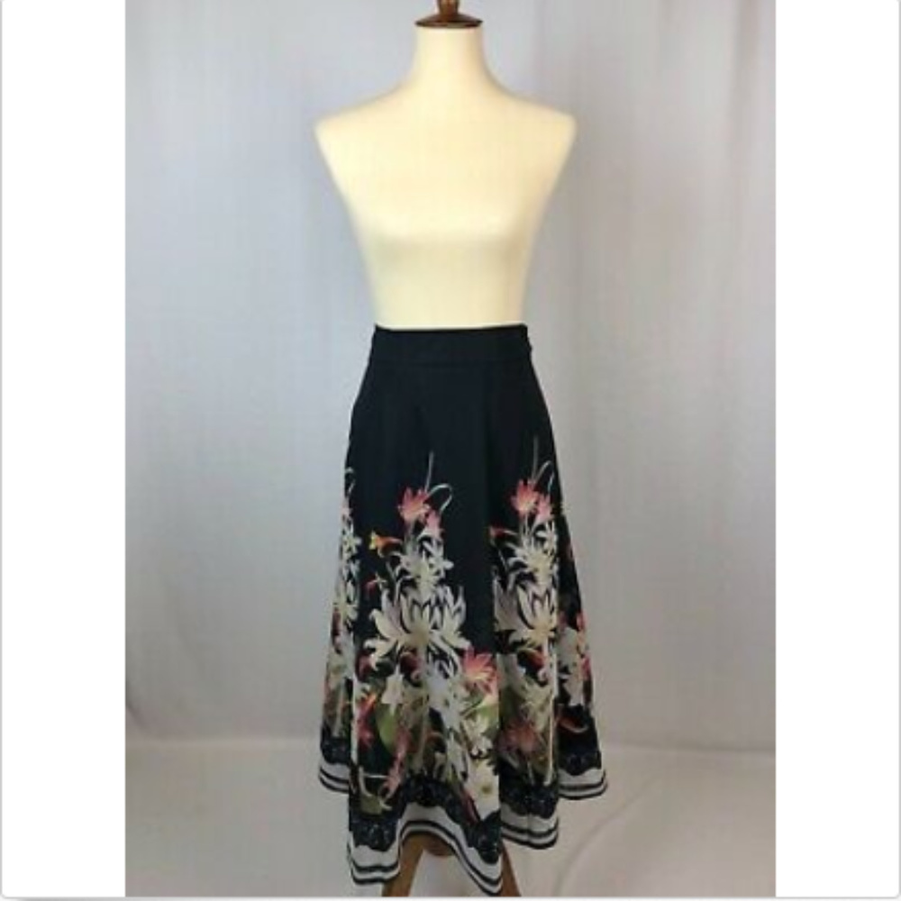 Soft Surroundings Spring Floral Skirt Black XS-XLT